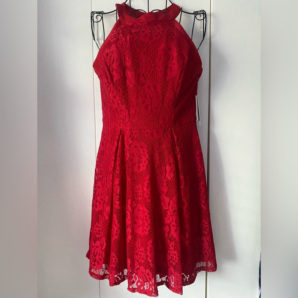 💃 NWT Speechless Red Lace Fit & Flare Halter Dress Size M
